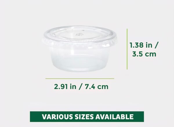 Plastic Portion Cups with Lids [3.25 oz, 100 Sets] Disposable Plastic Cups for Meal Prep, Salad Dressings, Jello Shots, Souffle Cups, - Image 2